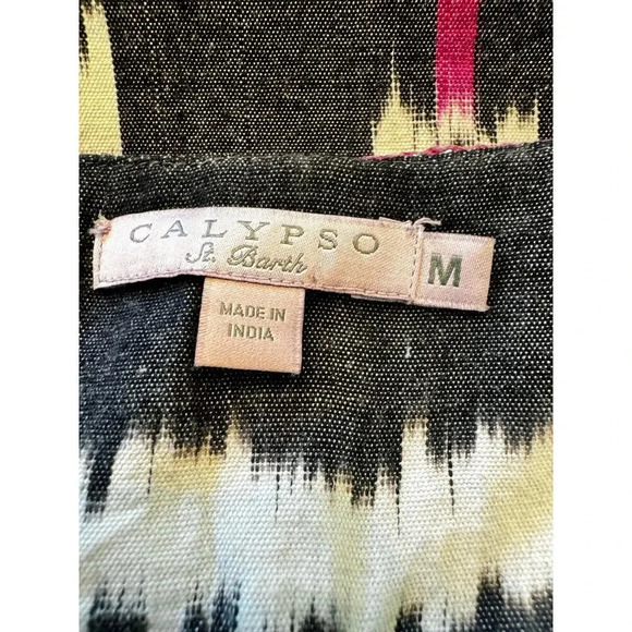 Calypso St. Bart Sheath Dress Embroidered, Beading Tassels V-Neck Women's M - Picture 9 of 11